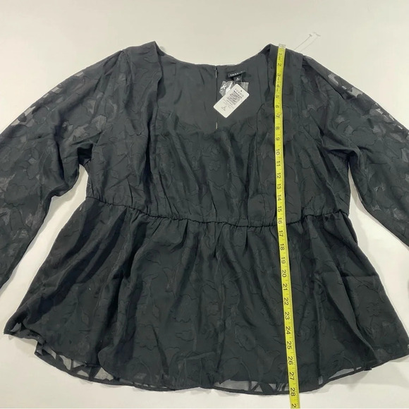 New Torrid Peplum Chiffon Clip Floral Puff Sleeve Top - Picture 7 of 7